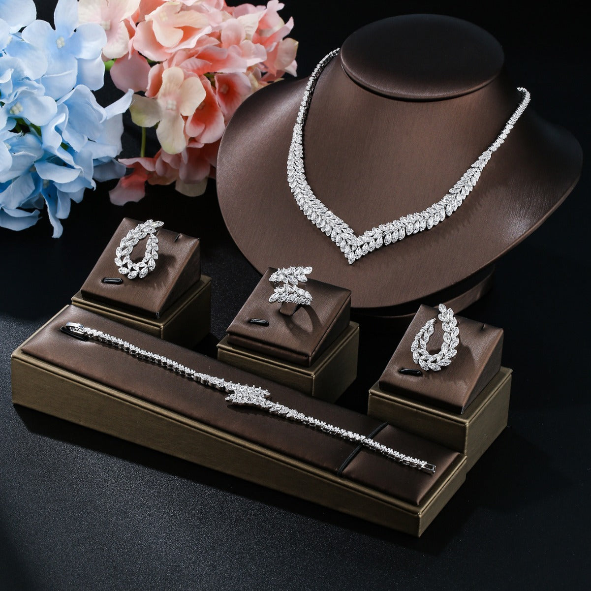 New Four-piece Set Copper Micro Inlaid Zircon Wedding Accessories