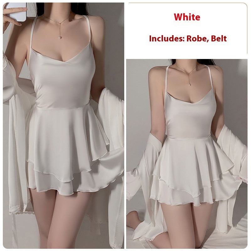 Underwear Pure Lace Slip Nightdress Outerwear Gown Homewear Suit