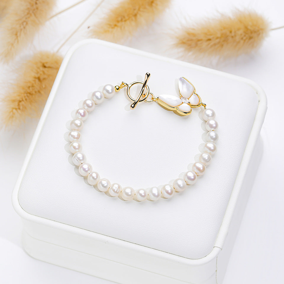 Pearl Bracelet Female Fritillary Butterfly Clover Ornament