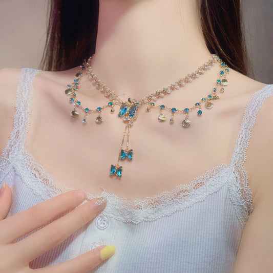 Copper Alloy  Crystal Mermaid Princess Necklace Multi-layer