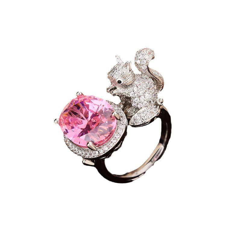 Gao Ding Design Colored Gems Women's Ring Santa Maria Cube Sugar Gem Squirrel Ring